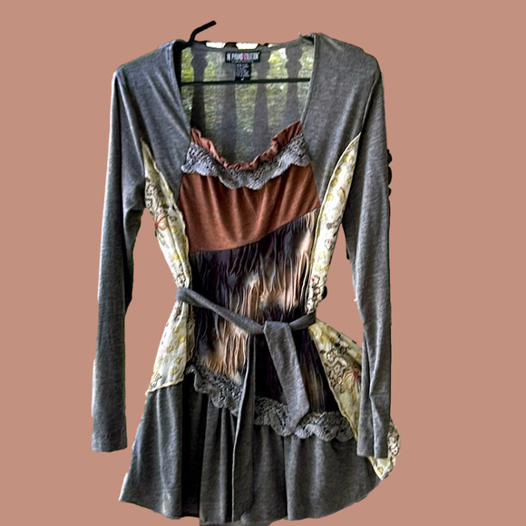 Belted Tunic Sweater Mini Dress Size Medium Free Shipping - Picture 3 of 9